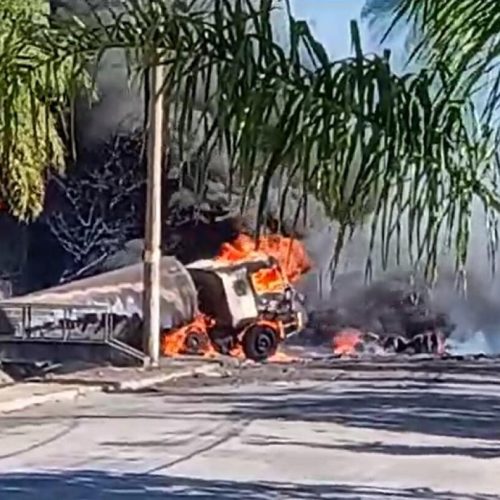 Veja imagens da carreta que explodiu e fez chão tremer em Vespasiano